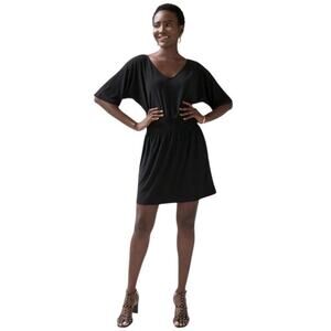 White House Black Market Kimono Sleeve Smocked Elastic Waist V-Neck Dress-Size M